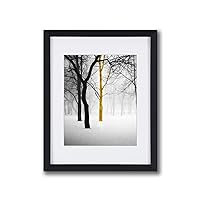 Tree Wall Art Black and White Picture Framed Canvas Print in off-White Matte and Black Framed 11x14 Inch Modern Artwork for Kitchen and Home or Living Room Decor