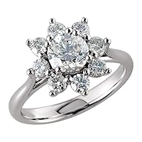 14k White Gold 1 3/4 Ct Round Diamond (I1/G-H) Cluster Ring