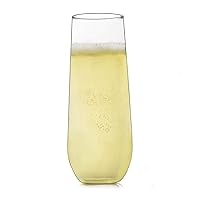 Libbey 228 Stemless Champagne Flutes Glass, 8.5 Oz 12 Piece Elegant Fluted Glassware, Clear Flutes Champagne Glass