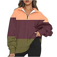 Women's Overszied Hooded Zip Up Sweatshirt Turtleneck Drop Shoulder Long Hoodies Fall Casual Tunic Jacket Solid Coat