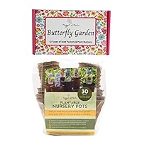 Butterfly Garden Flower Seed Variety Pack and 30 Plantable Nursery Pots in 4