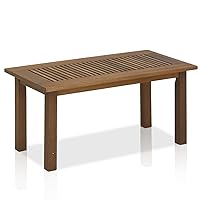 Furinno FG16504 Tioman Hardwood Patio Furniture Outdoor Coffee Table in Teak Oil, 1-Tier, Brown