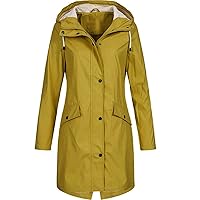 SNKSDGM Women's Lightweight Waterproof Rain Jackets Hooded Hiking Travel Outdoor Raincoats Casual Trench Coats with Pockets
