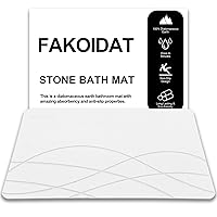 Stone Bath Mat, Diatomaceous Earth Bath Stone Mat, Quick Dry Absorbency Stone Shower Mat, Easy to Clean Non-Slip Comfort for Bathroom Floor Mat White Wave