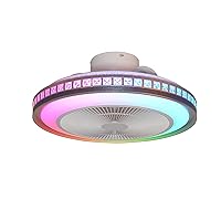 Ceiling Fans with Lights，RGB Ceiling Fan Light Led with Remote Control Music Colour Changing Dimmable Silent for Living Room Bedroom