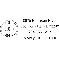 Custom Rectangle Logo Return Address Stamp - Custom Text - Self-Inking Stamper - Rubber Personalized Stamp - Stamps for Local Business - Personalized Business Stamps