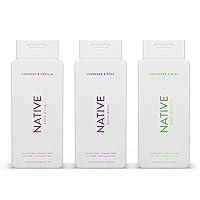 Native Natural Body Wash for Women, Men | Sulfate Free, Paraben Free, Dye Free, with Naturally Derived Clean Ingredients Leaving Skin Soft and Hydrating, Coconut & Vanilla, Lavender & Rose, Cucumber & Mint 18 oz - Pack of 3