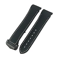 20mm 22mm 21mm Nylon Fiber Watch Band Ceramic Buckle Fit for Omega Planet Ocean 600 Deep Black Orange Strap (Color : Black, Size : 20mm)