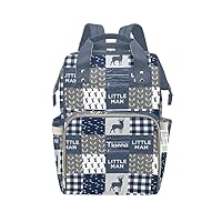 Antler Navy Woodland Plaid Diaper Bags with Name Waterproof Mummy Backpack Nappy Nursing Baby Bags Gifts Tote Bag for Women