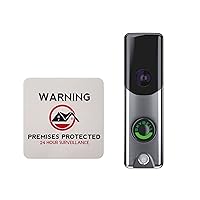 Skybell Slim Line II Silver Wi-fi Video Doorbell Camera for Alarm.com ADC-VDB105X Bundled with 4 inch Warning Sticker. Not Compatible with The Skybell app. Monthly Paid Subscription Required