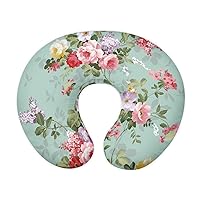 Floral Breastfeeding Pillow Cover Flower Print Nursing Pillow Cover for Baby Girl, Infant Nursing Pillow Case for Breastfeeding and Bottle Feeding Pillow, Removable and Easy to Care, Pack of 1
