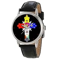 Rose Cross Rosicrucian Art Collectible Symbolic 40 mm Solid Brass Wrist Watch