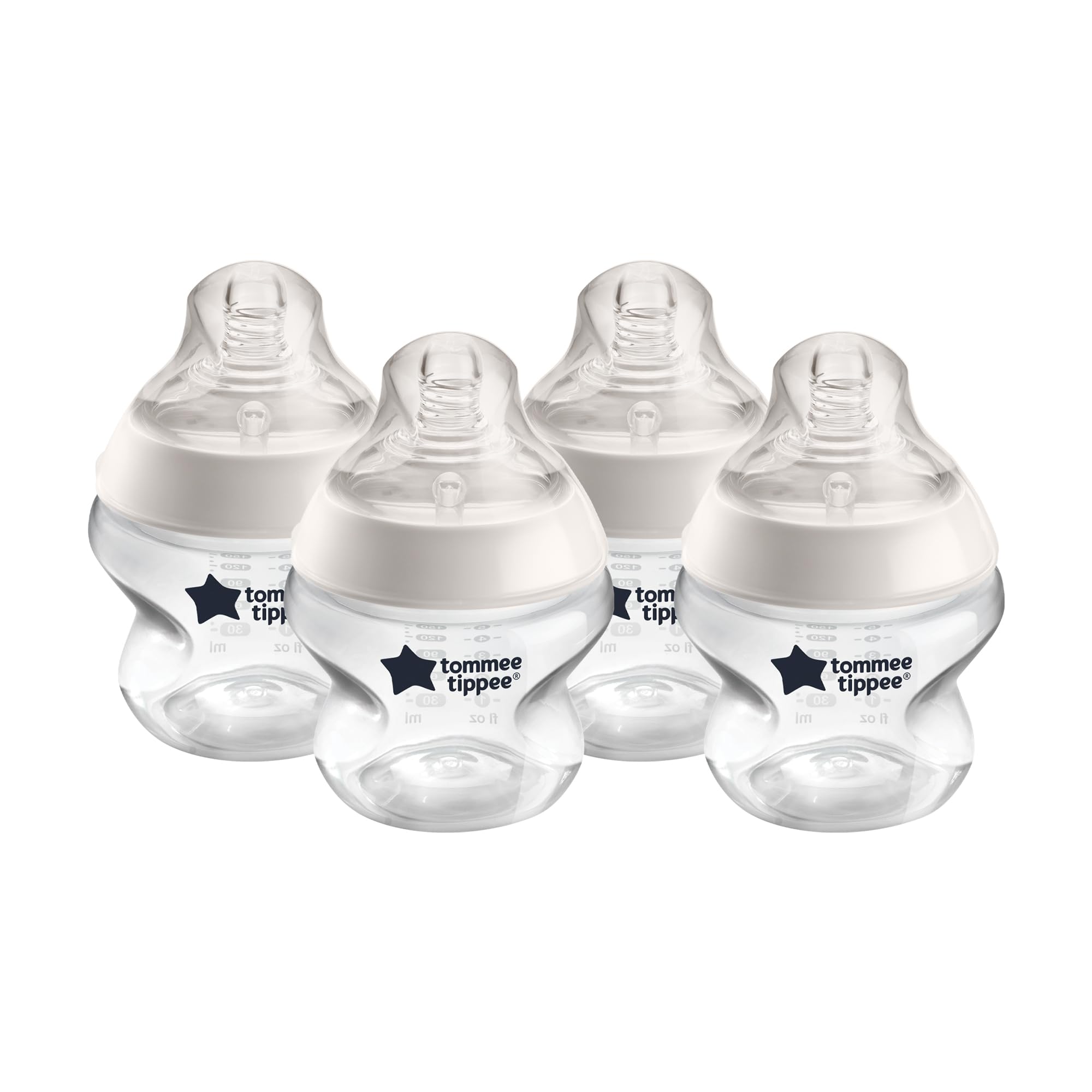 Tommee Tippee Closer to Nature Anti-Colic Baby Bottle, 5oz, Slow-Flow Breast-Like Nipple for a Natural Latch, Anti-Colic Valve, Pack of 4