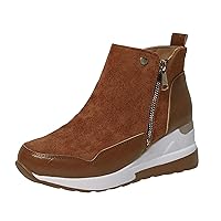 Platform Boots for Women,Women's Fashion Round Toe Short Ankle Booties Casual Wedges Combat Sneakers Boots