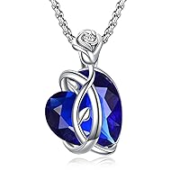heart necklace women birthstone necklace Silver rose Jewelry Gifts18-inch Chain & 2-inch Extender Box
