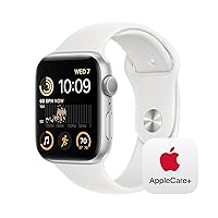 Apple Watch SE (2nd Gen) [GPS 44mm] w/Silver Aluminum Case & White Sport Band - M/L. with AppleCare+ (2 Years)