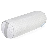 Kingnex Bolster Roll Pillow Under Knee for Back Sleepers Between Legs for Side Sleep to Relief Lower Back Pain Shredded Latex Filling and Removable Cooling Cover 20x8