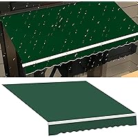 Green Retractable Garden Awning Fabric Replacement Outdoor Canopy Canvas Water-Resistant Polyester Patio Cover Sun Shade Shelter Top Fabric for Deck, Balcony, Yard, Beach(Size:8x6.5ft,Color:Green)
