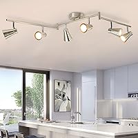 DLLT 6-Light Flexible Track Lighting Rail, Modern Directional Led Spot Ceiling Light Fixture Flush, Brush Steel, Bulbs Included for Living Room, Dining Room, Bedroom, Kitchen, Office