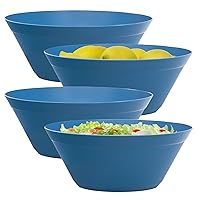 US Acrylic Newport Blue Plastic Salad and Serving 10-inch Bowls | Set of 4 | Reusable, BPA-free, Made in the USA