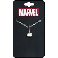 Marvel Comics Thor Hammer Unisex Adult Silver Plated Pendant Necklace. Official Licensed Jewelry, One Size.(THORHAMPNK01B)