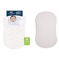 HALO DreamWeave Breathable Mesh BassiNest Mattress Replacement Pad and HALO BassiNest Fitted Sheet Herringbone, Bundle
