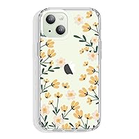 for iPhone 15 Case Clear 6.1 Inch with Pattern Design, Protective Slim TPU Cover + Shockproof Bumper for Women and Girls (Flowers/Yellow)