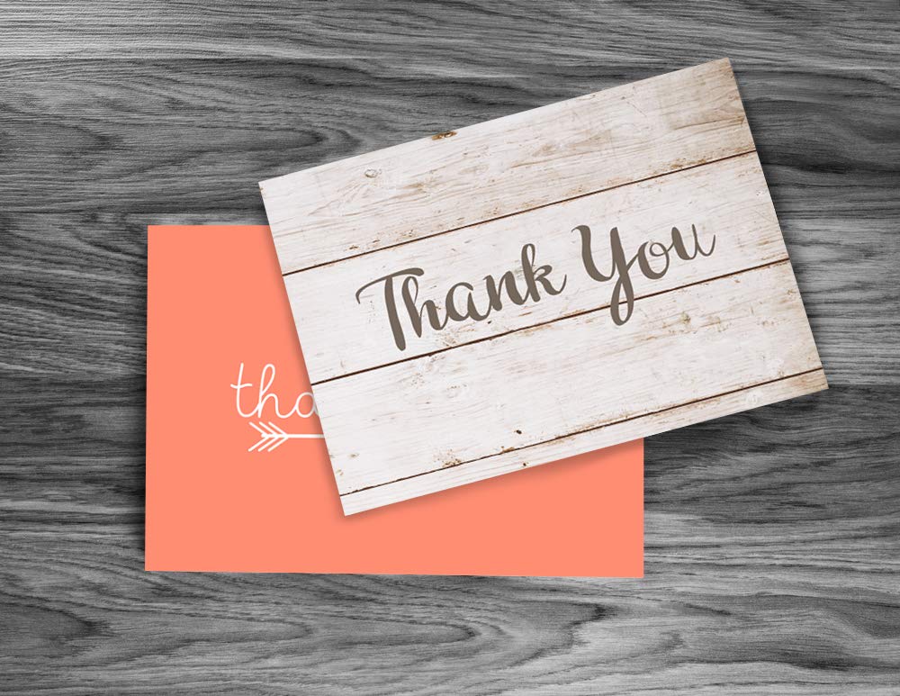 (48 pack) Thank You Cards Set with Envelopes - Professional paper with red yellow silver blue pink designs and blank white inside - Bulk pack of notes perfect for baby shower wedding birthday party