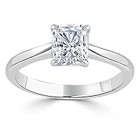 Real Gold 1ct Radiant Moissanite Engagement Ring for Women Halo Wedding Rings Solitaire Promise Rings Custom