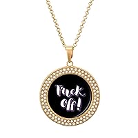 Fck Off Multicolored Diamond Necklace Round Pendants Necklace Jewelry for Women Gift