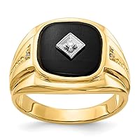 14k Yellow Gold Polished Prong set Open back Not engraveable Diamond Mens Ring Size 10 Jewelry for Men