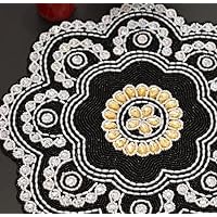 Set of 2 Handmade Beaded placemat Beaded Crystal Charger Black and White Table mat Round Embroidered mat Gift for her Decorative placemat ZARIMOON