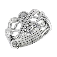 Sterling Silver 6-Piece Puzzle Ring Wire Wrapped with Beads for Men and Women 11.5mm wide sizes 5-13