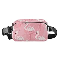 Pink Flamingo Illustration Fanny Packs for Women Men Belt Bag with Adjustable Strap Fashion Waist Packs Crossbody Bag Waist Pouch Waist Pack Bag for Travel Workout