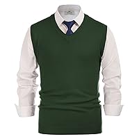 PJ PAUL JONES Mens V-Neck Knitted Sweater Vest Solid Plain Sleeveless Pullover Knitwear