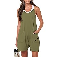 ANRABESS Womens Summer Casual Sleeveless Romper Loose Spaghetti Strap Shorts Overalls Jumpsuit with Pockets 2024 Clothes