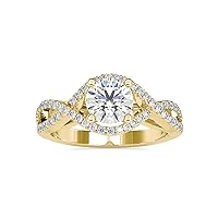 VVS Twisted Solitaire Ring Studded with 0.37 Ct Natural & 1.04 Center Moissanite Diamond in 14k White/Yellow/Rose Gold Infinity Engagement Ring for Women | Promise Ring for Women (IJ-SI, G-VS2)