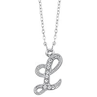 1928 Jewelry Silver-Tone Crystal Initial Pendant Necklace, 16