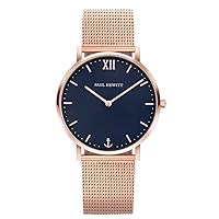 PAUL HEWITT Sailor Line Blue Lagoon - Stainless Steel Watch for Women with Rosegold Meshband, Blue Dial