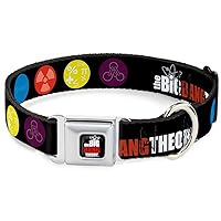 Buckle-Down Dog Collar Seatbelt Buckle The Big Bang Theory DNA Atom E Radiation Black 15 to 26 Inches 1.0 Inch Wide, Multi Color, DC-WBBT011-L