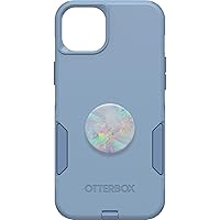 Bundle: OtterBox iPhone 15 Plus and iPhone 14 Plus Commuter Series Case - (CRISP DENIM) + PopSockets PopGrip - (OPAL), Slim & Tough, Pocket-Friendly, With Port Protection, PopGrip Included