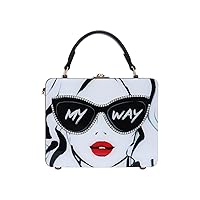 KUANG! Women Funky 3D Lady Face Acrylic Shoulder Bags Novelty Top Handle Satchel Handbags Box Clutch Purse for Party