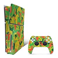 MightySkins Skin Compatible with Playstation 5 Slim Disk Edition Bundle - Spring Camouflage | Protective, Durable, and Unique Vinyl Decal wrap Cover | Easy to Apply | Made in The USA