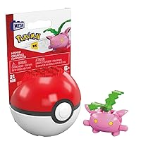 Mega Pokemon Hoppip Building Set with 21 Compatible Bricks and Pieces and Poke Ball, Toy Gift Set for Ages 6 and up