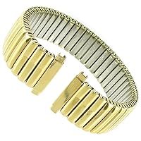 16-20mm Name Brand Stainless Steel Gold Tone Twist O Flex Watch Band Long