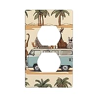 (Basset Hound Dog Summer Bus Palm Trees) Modern Wall Panel, Switch Cover, Decorative Socket Cover For Socket Light Switch, Switch Cover, Wall Panel.