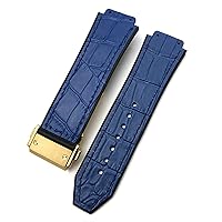 20mm 22mm Cowhide Leather Rubber Watchband 25mm * 19mm Fit for Hublot Watch Strap Calfskin Silicone Bracelets Sport (Color : 35, Size : 22mm)