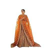 pakistani Wedding dresses orange (Jahanara) mehndi clothes long maxi style Indian salwar kameez party guest suit
