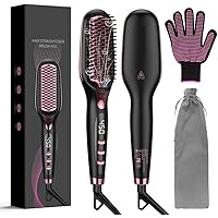 Hair Straightener Brush,Hs1 Brush with 16 Kinds of Heat,Metal Ceramic Heating with LCD Scree.,Anti Scald and Automatic Closing Function for Hair Heath and Beauty(Gift Hairpin)