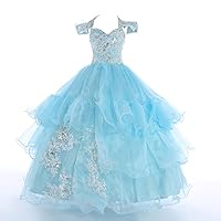 Big Girls Halter Lace Appliques Ball Gowns Beaded Girls Pageant Dresses 16 US Light Blue